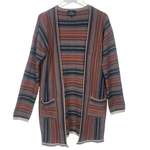 Angie Cardigan Sweater Striped Longline Open Size Large